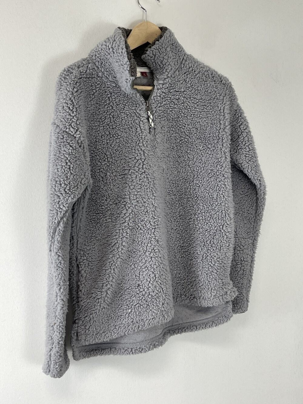 American Heritage Sweater Women's Medium Plush Sherpa 1/4 Zip Gray N301